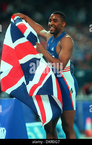 DARREN CAMPBELL.200 MÈTRES, AUX JEUX OLYMPIQUES DE SYDNEY, AUSTRALIE.y.STADE OLYMPIQUE, SYDNEY, SYDNE.22/09/2000.H23F22 Banque D'Images