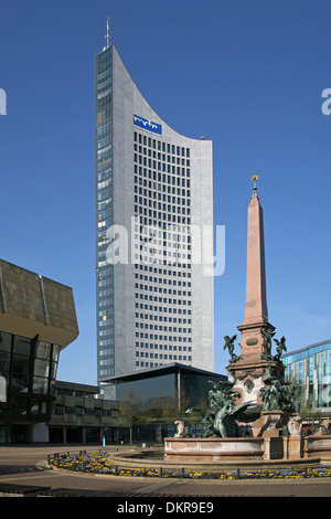Sachsen Leipzig Augustusplatz Mitteldeutscher Rundfunk MRD Mendebrunnen Banque D'Images