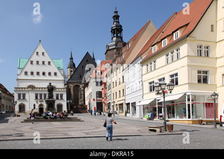Eisleben Sachsen Anhalt Town Hall Marketplace St Andreas Church Banque D'Images