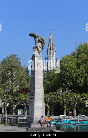 Konstanz Bodensee Münster Ferdinand von Zeppelin Statue Banque D'Images