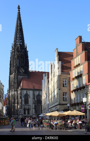 Prinzipalmarkt Münster Lambertikirche Banque D'Images