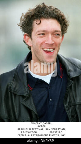 Le 29 septembre, 2000 - FILM FESTIVAL, SAN SEBASTIAN - Vincent Cassel.acteur.ESPAGNE.FILM FESTIVAL, SAN SEBASTIAN,.29/09/2000.BB95F12C.CREDIT : crédit(Image : © Photos Globe/ZUMAPRESS.com) Banque D'Images