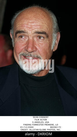 Du 1er décembre 2000 - CONCLUSION DE FORRESTER PREMIERE, LO - SEAN CONNERY.FILM ACTEUR.S Angeles, USA.La recherche de FORRESTER PREMIERE, LO.01/12/2000.BD39G17C.CREDIT : crédit(Image : © Photos Globe/ZUMAPRESS.com) Banque D'Images