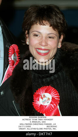 Le 26 novembre 2000 - HOLLYWOOD Parade de Noël, LO - ROXANN DAWSON.L'actrice de "Star Trek Voyager'.S Angeles, USA.HOLLYWOOD Parade de Noël, LO.26/11/2000.BD29G9AC.CREDIT : crédit(Image : © Globe Photos/ZUMAPRESS.com) Banque D'Images