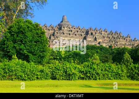 Temple bouddhiste Mahayana (8e siècle), Borobudur, près de Magelang, Central Java, Indonésie Banque D'Images