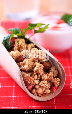 Boule de céréales granola et bol de yogourt Banque D'Images