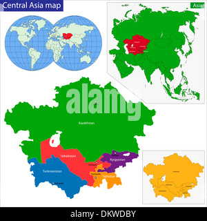 Carte de l'Asie centrale Banque D'Images