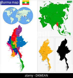 Carte de Birmanie Banque D'Images