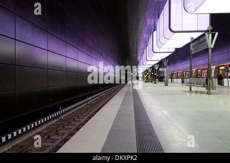 U4 arrêt ferroviaire Université HafenCity, Hambourg, Allemagne Banque D'Images