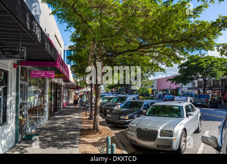 La rue principale dans le centre-ville historique de la côte du golfe du Mexique, Sarasota, Florida, USA Banque D'Images