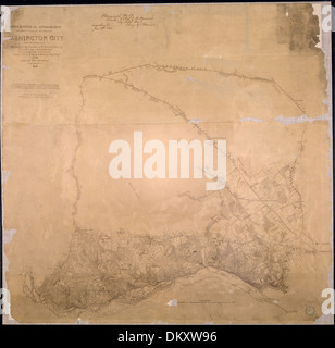 Une carte topographique d'une partie du comté de Montgomery montrant les approches de Washington, DC depuis la rive gauche du fleuve Potomac, illustrant les caractéristiques géographiques et les itinéraires clés. Banque D'Images
