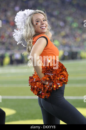 Eugene, OR, USA. 29 nov., 2013. 29 novembre 2013 : l'Oregon State University Cheerleader pendant la guerre civile de 2013 entre l'Oregon Oregon State Beavers et l'Oregon Ducks at Autzen Stadium, Eugene, OR © csm/Alamy Live News Banque D'Images