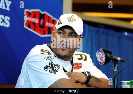 02 février 2010 - Miami, Floride, États-Unis - 02 Février 2010 : .Au cours de la Journée des médias 44 Superbowl au Sun Life Stadium (AKA Dolphins Stadium) à Miami, en Floride. ..Superbowl XLIV (44), sera joué le 7 février, 2010 atSun Life Stadium (AKA Dolphins Stadium) à Miami, en Floride. (Crédit Image : © Brad Barr/ZUMApress.com) Southcreek/mondial Banque D'Images