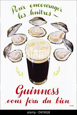 Années 1930 vintage original publicité Publicité magazine bière Guinness avec les huîtres Banque D'Images