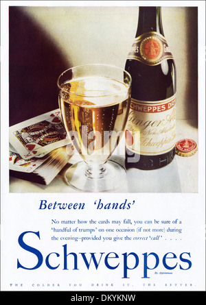 Années 1930 vintage original publicité Publicité SCHWEPPES ginger ale Banque D'Images