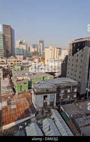 Vue supérieure de l'édifice de la ville de Séoul - Seoul, Corée du Sud Banque D'Images