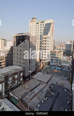 Vue supérieure de l'édifice de la ville de Séoul - Seoul, Corée du Sud Banque D'Images