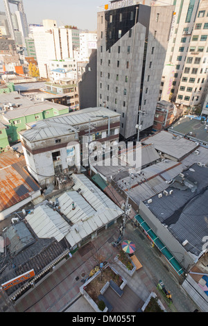 Vue supérieure de l'édifice de la ville de Séoul - Seoul, Corée du Sud Banque D'Images