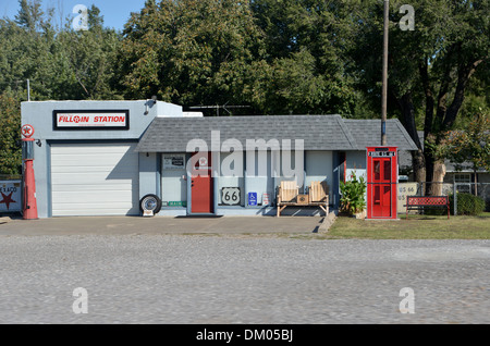 Ancienne station d'essence Texaco sur l'historique Route 66 Banque D'Images