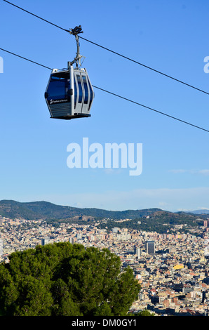 Téléphérique de Montjuïc, paysage urbain. Barcelone, Catalogne, Espagne. Banque D'Images