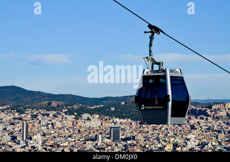 Téléphérique de Montjuïc, paysage urbain. Barcelone, Catalogne, Espagne. Banque D'Images