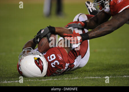 14 décembre 2009 - San Francisco, Californie, États-Unis - 14 décembre 2009 : San Francisco 49ers Shawntae Spencer évoluait (36 plongées) pour la fin de la zone au cours de la NFL football match entre les Arizona Cardinals et San Francisco 49ers à Candlestick Park de San Francisco, en Californie. Les 49ers a gagné 24-9, en gardant leurs espoirs en séries dim tout en refusant les Cardinaux la NFC West intitulé. Banque D'Images