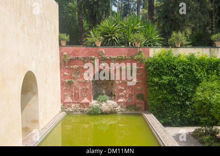 Jardins de l'Alcazar (Palais Royal), Séville, Andalousie, espagne. "L'eau des jardins de Dorne' dans le jeu des trônes. Banque D'Images