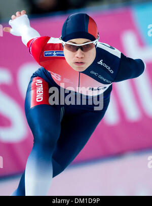 Berlin, Allemagne. 07Th Dec, 2013. La Tchéquie Karolina Erbanova durant la Coupe du monde de patinage de vitesse de l'UIP à Berlin, Allemagne, 07 décembre 2013. Photo : Thomas Eisenhuth/dpa/Alamy Live News Banque D'Images