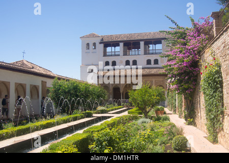 Palacio de Generalife, Alhambra, Granada, Andalousie, Espagne Banque D'Images