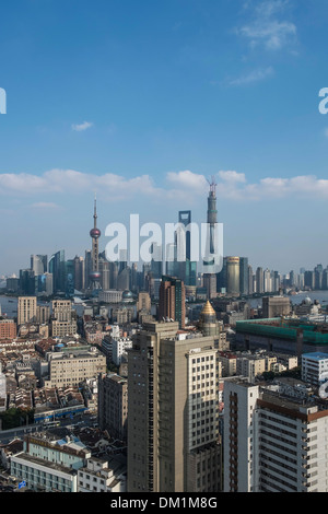 Cityscape, panorama, Pudong, Shanghai, Chine Banque D'Images