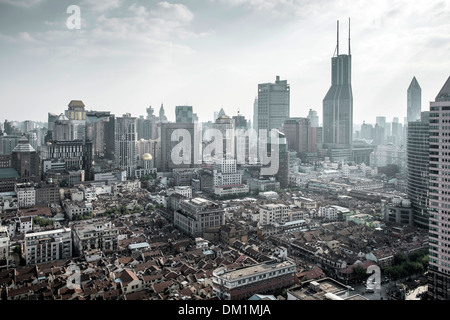 Cityscape, Panorama, Huangpu, Puxi, Shanghai, Chine Banque D'Images