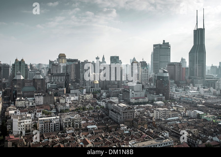 Cityscape, Panorama, Huangpu, Puxi, Shanghai, Chine Banque D'Images