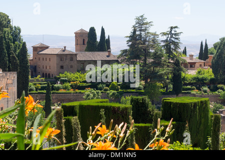 Motifs de l'Alhambra, Grenade, Andalousie, Espagne Banque D'Images
