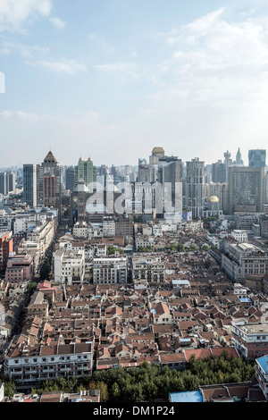 Cityscape, Panorama, Huangpu, Puxi, Shanghai, Chine Banque D'Images