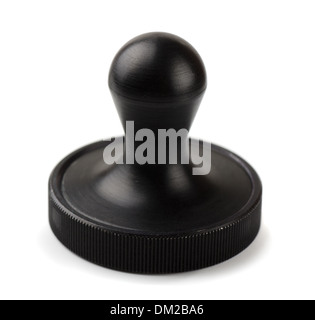 Black metal rubber stamp office isolated on white Banque D'Images