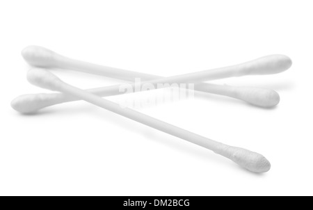 Tampons de coton blanc isolated on white Banque D'Images