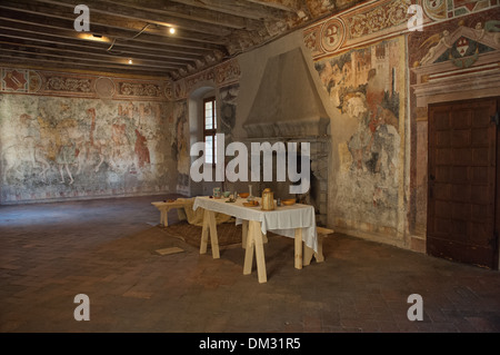 L'Italie, Lombardie, Cavernago, Château de Malpaga, liée à l'histoire du commandant Bartolomeo Colleoni. Banque D'Images