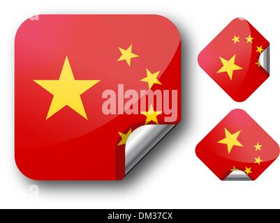 Autocollant avec le drapeau de la Chine Illustration de Vecteur