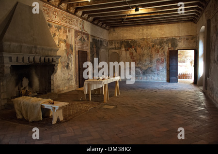 L'Italie, Lombardie, Cavernago, Château de Malpaga, liée à l'histoire du commandant Bartolomeo Colleoni. Banque D'Images