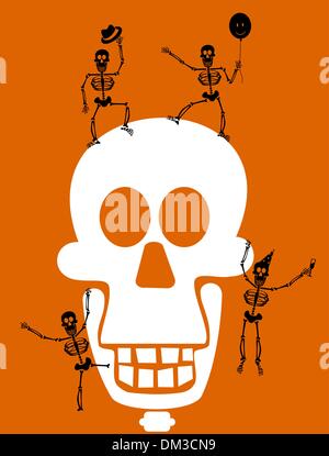 Crâne Halloween et squelettes. Carte de souhaits Illustration de Vecteur