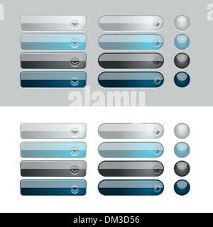 Bleu et Noir bouton web set Illustration de Vecteur