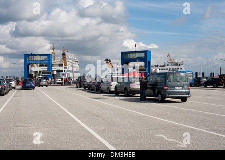 Scène du Wyker Dampfschiffs-Reederei les activités du traversier reliant Dagebüll, Föhr et d'Amrum. Banque D'Images