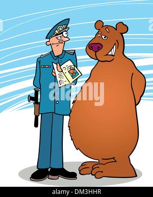 L'ours et le policier Illustration de Vecteur
