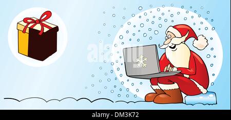 Santa Claus with laptop Illustration de Vecteur