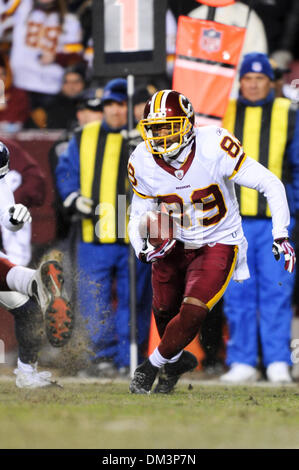 FedEx Field, Landover, Maryland. .Redskins de Washington le receveur Santana mousse (89), dans le jeu au cours de l'action prime time NFL football dimanche soir entre les Dallas Cowboys et les Redskins de Washington. Ceci étant le dernier match de la saison pour les Redskins (4-10), et le simple fait d'avoir perdu mal à la Nouvelle York énorme lundi soir dernier par 33 points. Score final Cowboys 17 - Redskins Banque D'Images