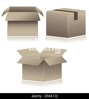 Boîtes d'expédition en carton brun. vector illustration Illustration de Vecteur