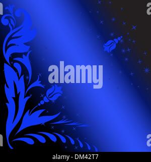 Fleurs bleu sur noir Illustration de Vecteur