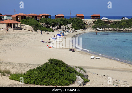 Plage de sable blanc de la péninsule de Karpas CHYPRE DU NORD 26 mai 2013 Banque D'Images