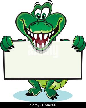 Crocodile holding sign Illustration de Vecteur