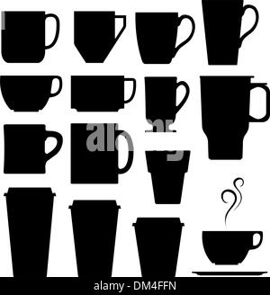 Plateau et tasses à café en silhouette vecteur Illustration de Vecteur